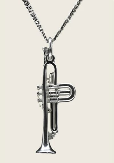 Zilveren Trompet sopraan ketting hanger