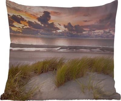 Sierkussen Buiten - Zonsondergang - Duin - Strand - Planten - Zee - 60x60 cm - Weerbestendig