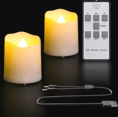Oplaadbare LED Vlamloze Theelichten met Afstandsbediening - 2 Stuks Flikkerende Kaarsen voor Decoratie