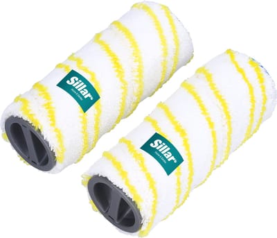 Sillar, 2 x rollers, geschikt voor elektrische mop Karcher EWM 2 FC3 FC5 FC7, van microvezel, vervangende rollen, herbruikbaar, wasbaar, wit/geel