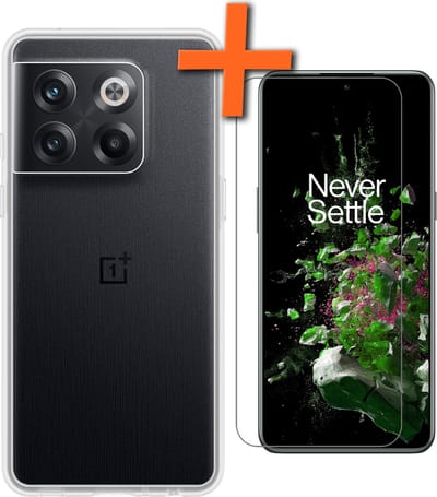 Hoes - Met Screenprotector - Geschikt voor OnePlus 10T - Sterk & Shockproof - Back Cover - Siliconen Case - Telefoon Hoes - Transparant