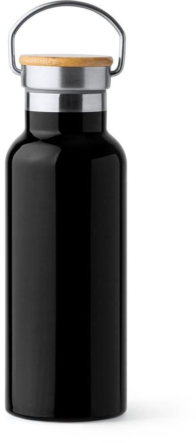 Dubbelwandige RVS Thermosfles. 500 ml kleur Zwart Tiset 1537 Geschikt voor lasertechniek