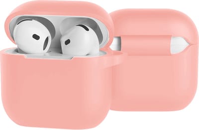 Case - Geschikt voor Apple AirPods 4 - Siliconen Hoes met Clip - Silicone Hoesje Cover - Lichtroze