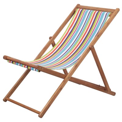 vidaXL - Opklapbare - stoel - met - stoffen - bekleding - en - houten - frame, - meerkleurig.