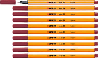 STABILO point 88 - Premium Fineliner - Fine 0,4 mm – Violet Paars – Doos 10 stuks
