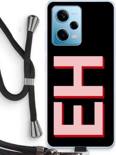 Gepersonaliseerd - Case Company® - Hoesje met koord geschikt voor Xiaomi Redmi Note 12 Pro 5G hoesje met Koord - Monogram - Telefoonhoesje met Zwart Koord - Bescherming aan alle Kanten en Over de Schermrand