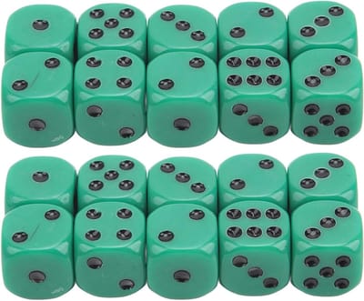 Dobbelstenen Set - Spel Dobbelstenen - Bordspellen Spelen - Afgeronde Hoeken - 16 mm - Groen Zwart