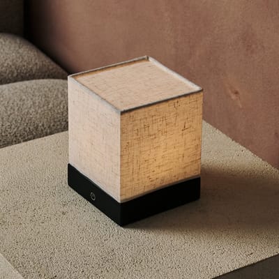 Tavellio Zano Tafellamp – H15 – Hout en Linnen – Tot 100 branduren – Zwart