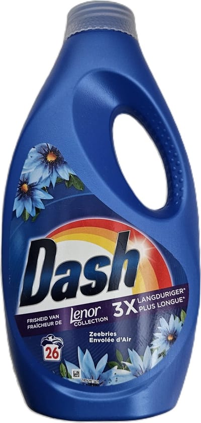 Dash - Lenor Collectie - Vloeibaar Wasmiddel - Witte en Gekleurde Was - Zeebries - 26 Wasbeurten