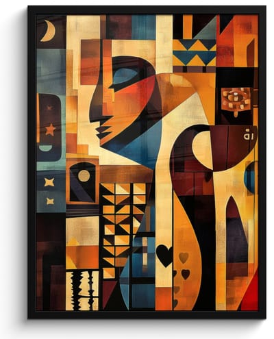 Poster in lijst - Fotolijst 50x70 cm - Posters - Figuren - Abstract - Symbolen - Posterlijst zwart - Decoratie - Wanddecoratie woonkamer - Muurdecoratie slaapkamer