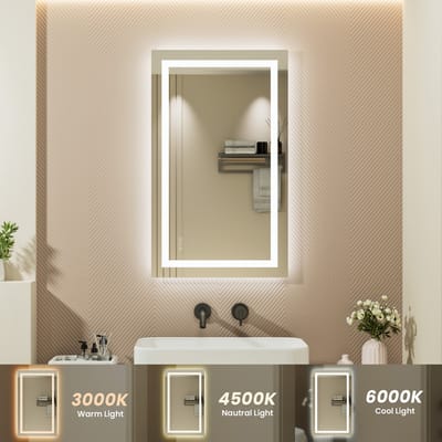 Auralum max® Badkamerspiegel - Badkamerspiegel Met Verlichting - Wandspiegel - 3 LED standen - Dimbaar - Anti-Condens - 3000K/4500K/6000K - 100X60cm