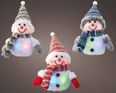 Sneeuwpoppen set van 3 met veranderde kleuren LED verlichting - 15 cm