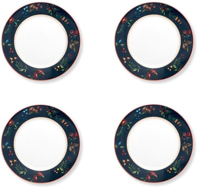 Pip Studio - Berry Blues ontbijtborden - Serviesset - 4 personen - Donkerblauw