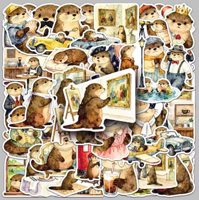 Otter stickers - 50 stuks - deco stickers- laptop stickers - knutselen - bullet journal stickers