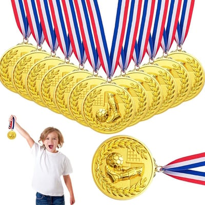 Set van 12 Voetbal Medailles voor Kinderen - Winnaars Medailles voor Sportwedstrijden en Evenementen