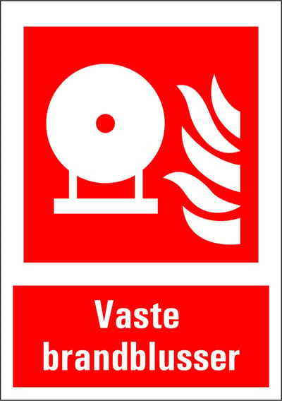 Vaste brandblusser sticker met tekst 210 x 297 mm