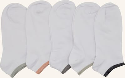 DAMES FITNESS SOKKEN- 10 PAAR- KATOEN- WIT MET LUREX- SNEAKERSOKKEN- 36/41