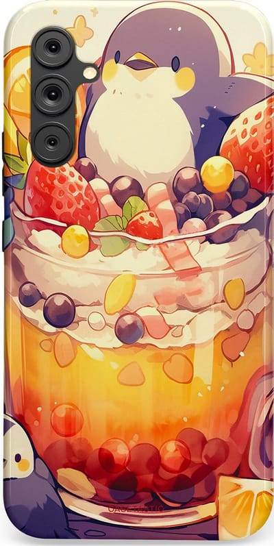 Casetastic Hoesje Geschikt voor Samsung A34 (5G) - Stijlvolle Beschermende Duo-layer Case - pinguïn Cocktail