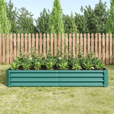 MODFU - Metalen Verhoogde Moestuinbak - Open Onderkant - Verzinkt Golfstaal - Groene Kleur - 180 X 91 X 30 Cm