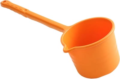 Plastic Schep - Pollepel Lange Steel - Water Gieten - Verdikt Materiaal - 1 Stuk - Oranje