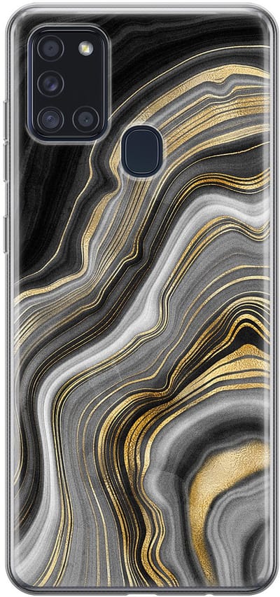 Leuke Telefoonhoesjes - Hoesje geschikt voor Samsung Galaxy A21s - Marble agate - Soft case - TPU - Print / Illustratie - Goud