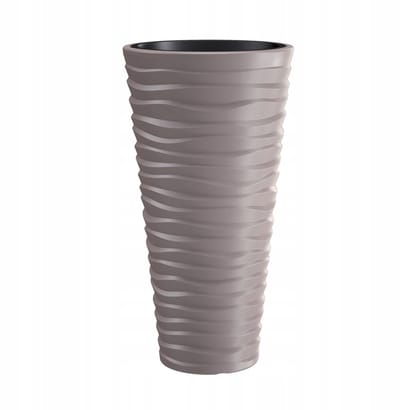 Zandpot Mocca 75cm hoog, 3D golfpatroon, vorstbestendig