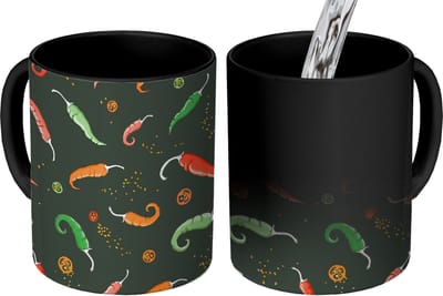 Magische Mok - Foto op Warmte Mokken - Koffiemok - Peper - Patronen - Zaden - Magic Mok - Beker - 350 ML - Theemok