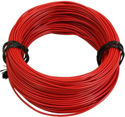 Bobine de fil électrique rouge multibrin 12/10 1.00mm² x 50m faisceau pour moto cyclo