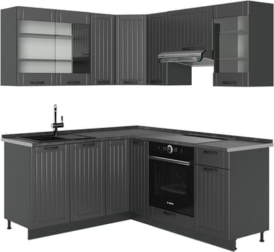Vicco Hoekkeuken Fame-Line, Donkergrijs/Antraciet, 190 x 160 cm, WB Antraciet