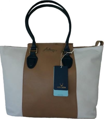 Hidesign lederen handtas 'Clodette' wit+beige+blauw