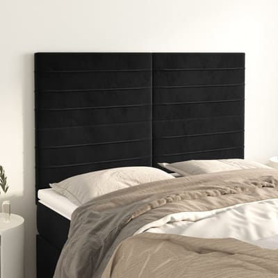 vidaXL - Hoofdbord - zwart - 144x5x118/128 - cm - fluweel