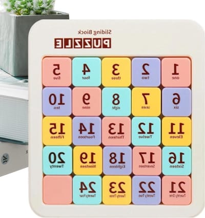 Schuifpuzzel Cijfers - Breinbreker Spel - Mentale Behendigheid - Magneetsluiting - 19.6 x 17.4 cm - Zacht Kleurenpalet