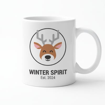 “Winter Spirit” Mok 330 ml – Schattig Rendier Ontwerp – Gezellig Kerst & Winter Cadeau voor Familie, Vrienden & Collega’s