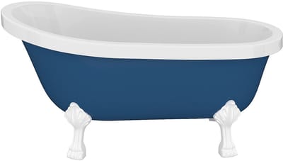 Vente-unique Retro vrijstaand bad met witte leeuwenpootjes - 145 x 74 x 77 cm - Blauw - 200 L - NISOS II