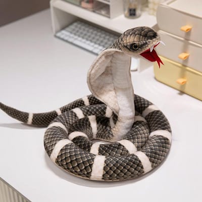 Zwart Paarse Cobra Knuffel Zacht Knuffeldier Grappige Slang Pop Huisdecoratie Grijs Kleurrijk Gesimuleerd 110cm