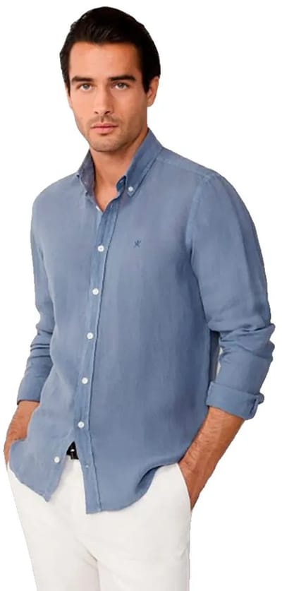 Hackett Hm3010635 Linen Overhemd Met Lange Mouwen Blauw L Man