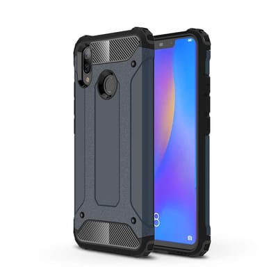Ntech Hoesje Geschikt voor Huawei P Smart 2019 Dual layer Armor Hoesje - Blauw