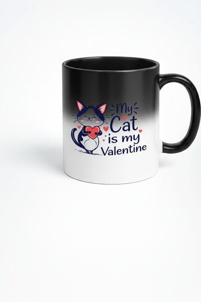 Magische Mok 'My Cat is My Valentine' - Warmtegevoelige Katten Mok | Valentijnscadeau