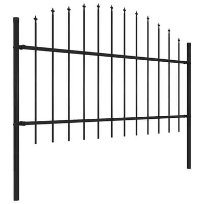 vidaXL - Tuinhek - Woerden - met - speerpunt - staal - 170x125 - cm - zwart