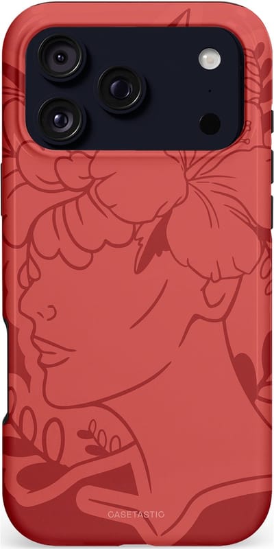 Casetastic hoesje geschikt voor Apple iPhone 17 Pro Max - MagSafe - Dubbellaagse bescherming - Bloemenfluistering - Fashion Case - Koraal Terracotta