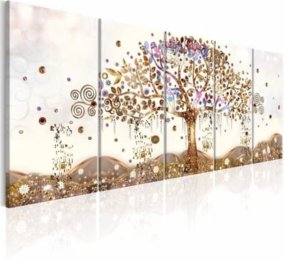 Schilderij - Betoverende Boom , 5 luik