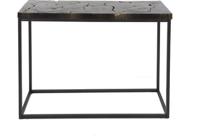 DH Interior Sidetable Zwart Goud Teakhout Minette 100x35x75 cm - 100 x 35 x 75 cm - Hout - Industrieel - Rechthoek
