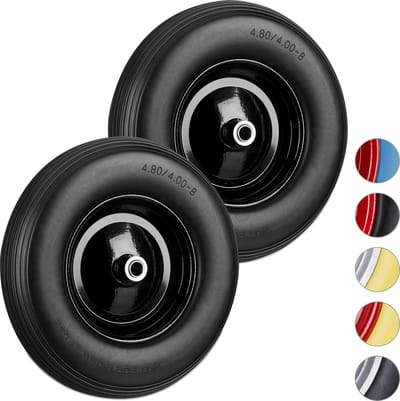 2x kruiwagenwiel 4.80 4.00-8 - reservewiel - rubberband - steekwagenwiel - zwart