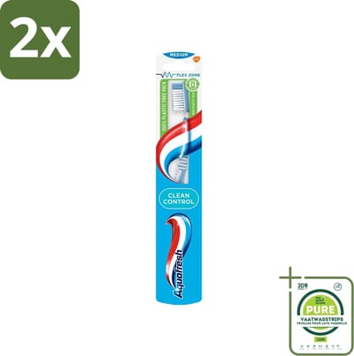 Aquafresh Tandenborstel Clean Control Medium - Voordeelverpakking - 2 stuks - Tandenborstel - Tandenborstel medium