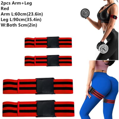Training BFR Occlusie Banden Bodybuilding Gewichtheffen Arm Been Spiergroei Bloedstroom Beperkingsbanden Fitness Fitnessapparatuur Arm and Leg Red