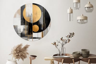 WallCircle - Wandcirkel - Muurcirkel - Abstract - Goud - Zilver - Vormen - Aesthetic - Modern - Aluminium - Dibond - 140x140 cm - Binnen en Buiten
