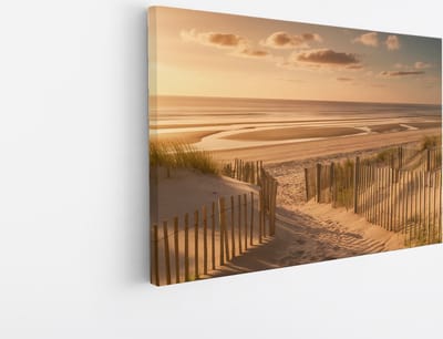 Saammp - Canvas Schilderij - Pad naar het Strand - Zee - 45x30 - Foto op canvas - Wanddecoratie - muurdecoratie Woonkamer - Slaapkamer decoratie - Canvas Print