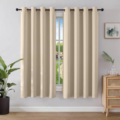 Allecto - Ondoorzichtige gordijnen - Verduisteringsgordijnen - Hittebescherming - 2 x 137 x 117 cm - Thermogordijn - Ideaal voor slaapkamer en woon..