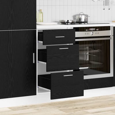 vidaXL - Keuken - Onderkast - Zwart - Eiken - 40 - x - 46 - x - 81,5 - cm - Bewerkt - hout