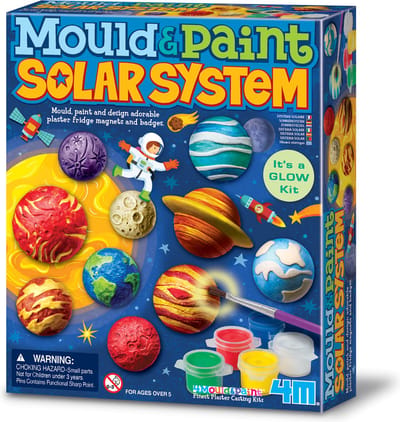 4M Knutselen - Giet En Verf - Glow Zonnestelsel - Creatief Speelgoed - 5 Jaar